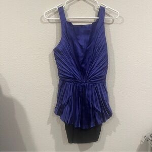 Vintage gem! Neiman Marcus purple/blue black pleated mini dress fits size small